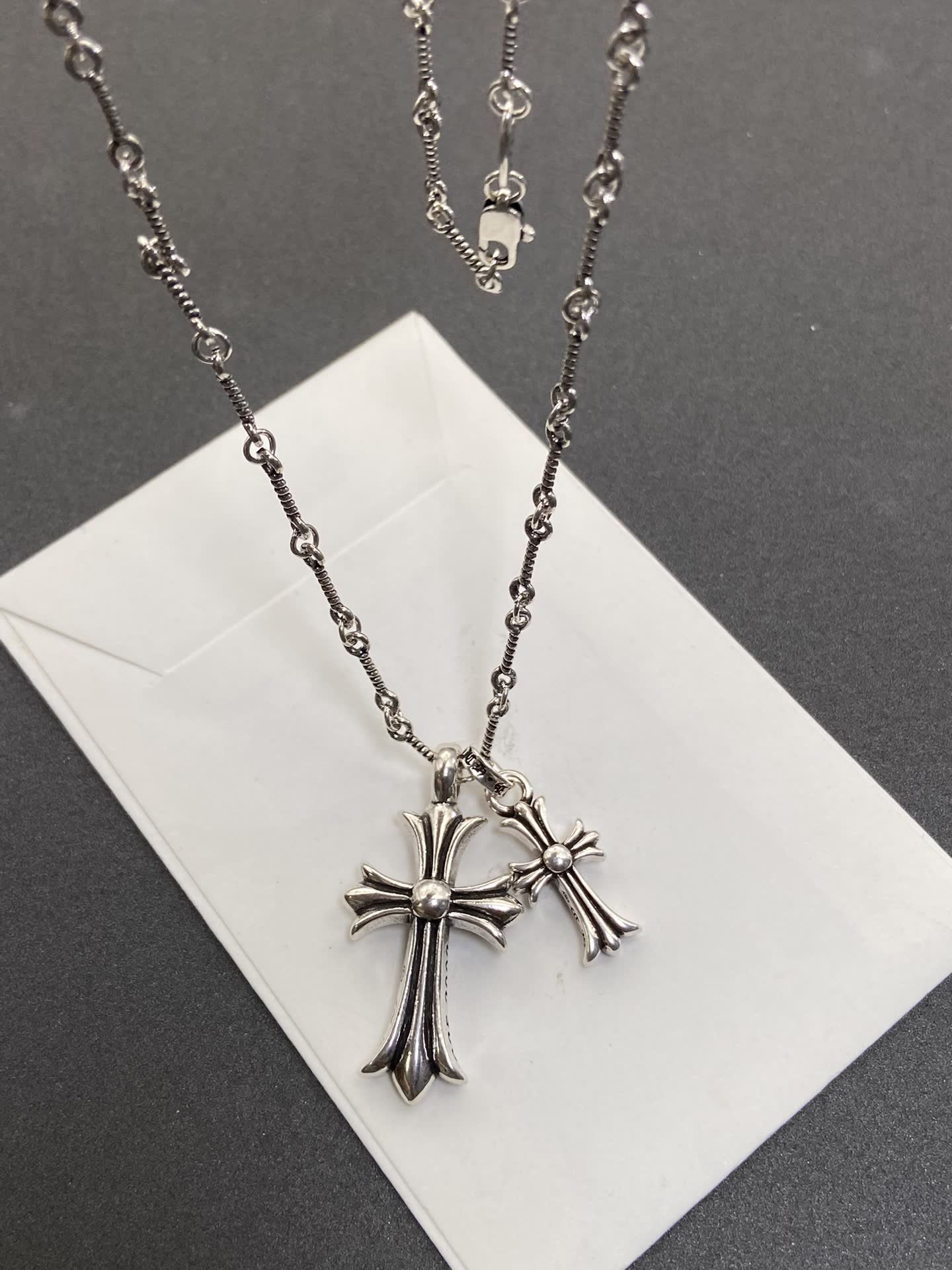 Chrome Hearts Silver Cross Pendant Necklace